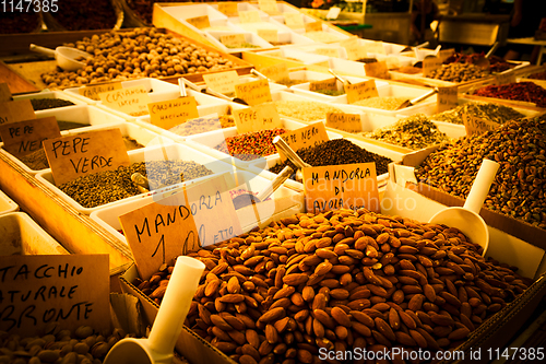 Image of Traditional almonds and pistachios market in South Italy