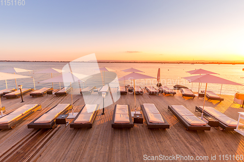 Image of SYRACUSE, ITALY - sunset in front of the sea