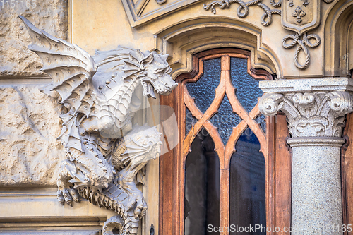 Image of TURIN, ITALY - Dragon on Victory Palace facade 