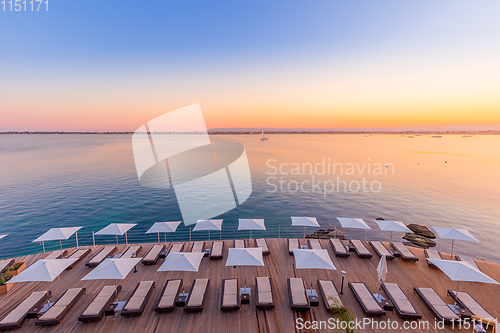 Image of SYRACUSE, ITALY - sunset in front of the sea