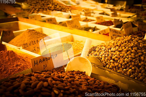 Image of Traditional almonds and pistachios market in South Italy