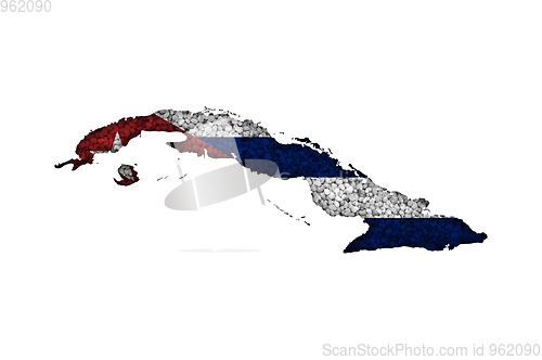 Image of Map and flag of Cuba on poppy seeds