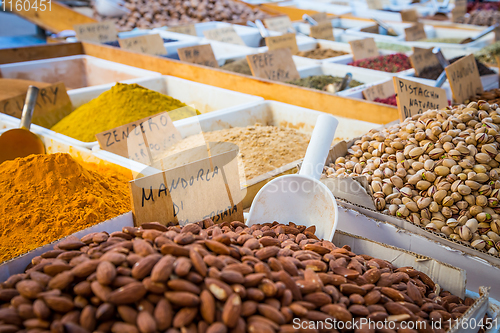 Image of Traditional almonds and pistachios market in South Italy