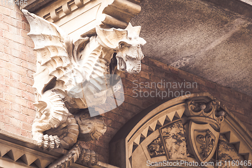 Image of TURIN, ITALY - Dragon on Victory Palace facade 