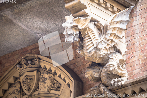 Image of TURIN, ITALY - Dragon on Victory Palace facade 