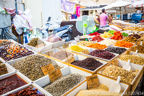 Image of SYRACUSE, ITALY - MAY 04th, 2018: this traditional almonds and p