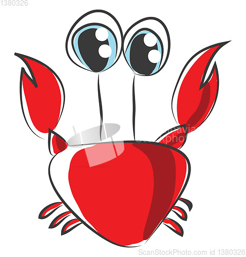 Image of Cartoon of red crab vector illustration on white background.