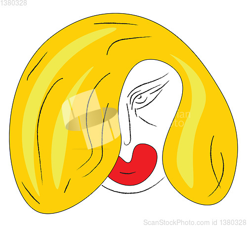 Image of Girl\'s clipart with red pouted lips vector or color illustration