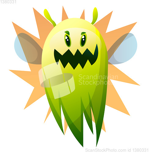 Image of Smiling cartoon green monster vector illustartion on white backg