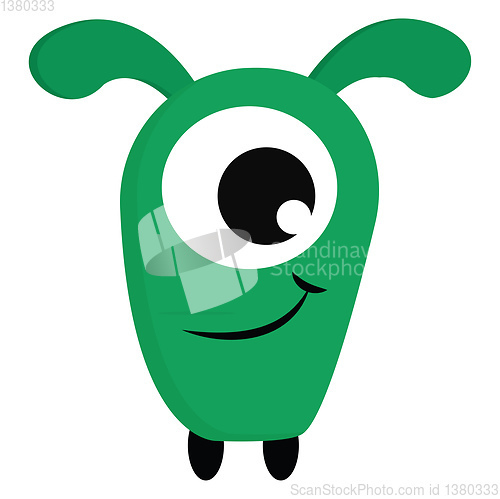 Image of A green smiling monster vector or color illustration