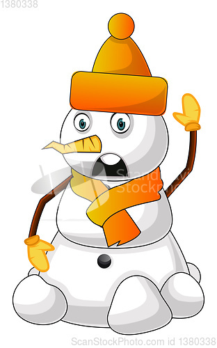Image of Snowman with orange hat illustration vector on white background