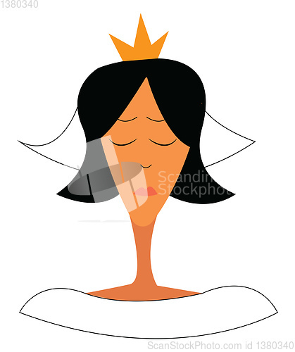 Image of A woman wearing a golden tiara and in her beautiful off shoulder
