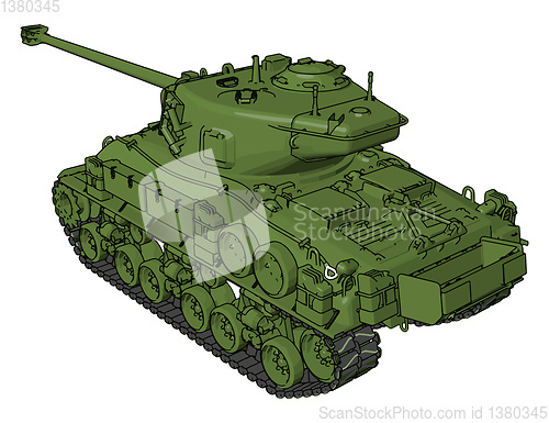 Image of 3D vector illustration on white background of a green military t