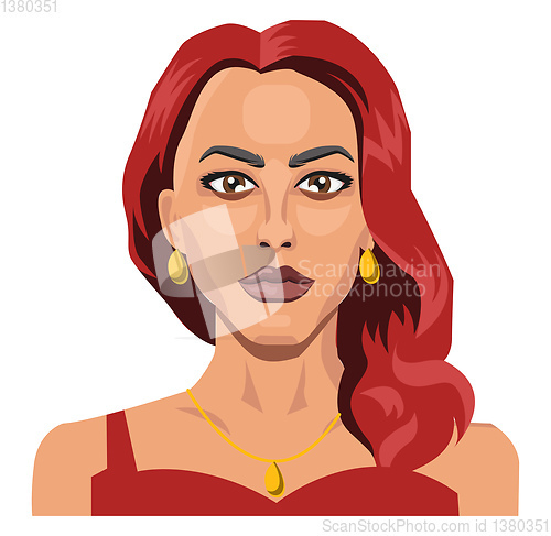 Image of Beautiful girl with red hair illustration vector on white backgr