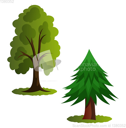 Image of Couple of green trees vector illustration on white background