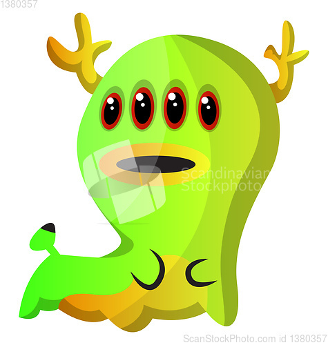 Image of Green four eyed monster illustration vector on white background