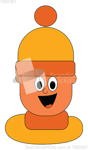 Image of Cartoon boy in a large orange hat vector or color illustration