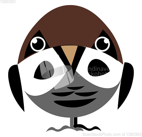 Image of Cartoon sparrow with eyes and legs set on isolated white backgro