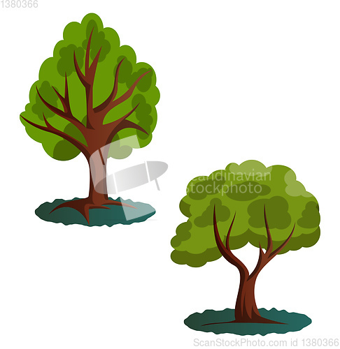 Image of Couple of green trees vector illustration on white background