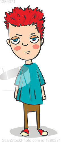 Image of A red haired boy, vector color illustration.