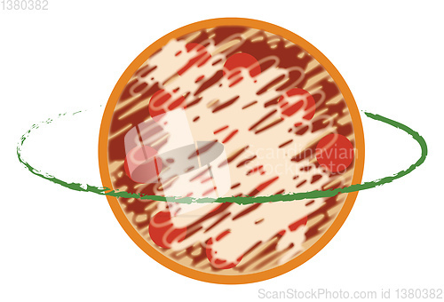 Image of Cartoon pizza planet vector or color illustration