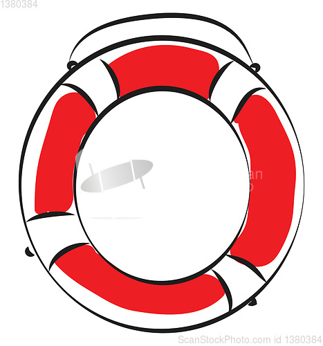 Image of Red and white live buoy  vector illustration on white background