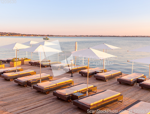 Image of SYRACUSE, ITALY - sunset in front of the sea