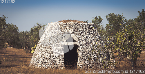 Image of Puglia Region, Italy. Traditional warehouse made of stone