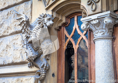 Image of TURIN, ITALY - Dragon on Victory Palace facade 