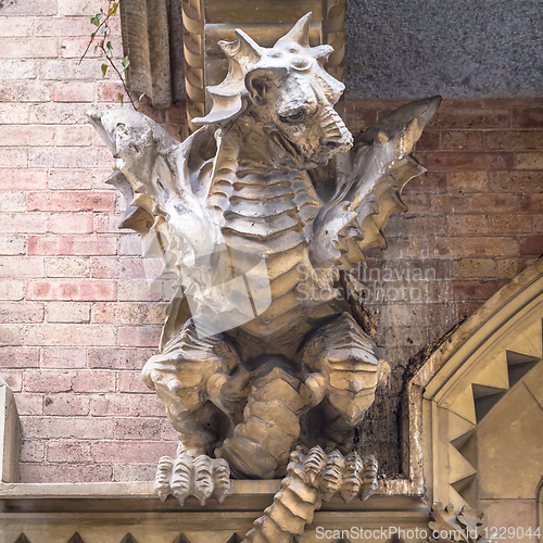 Image of TURIN, ITALY - Dragon on Victory Palace facade 