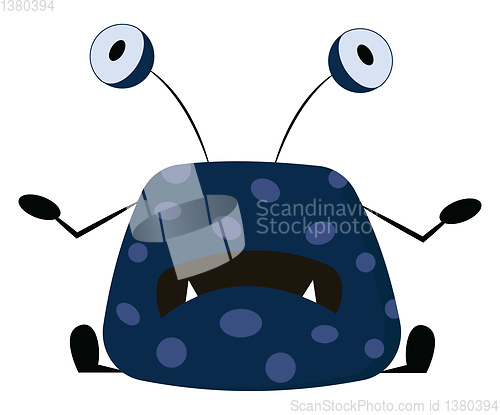 Image of Blue monster with big eyes, vector color illustration.