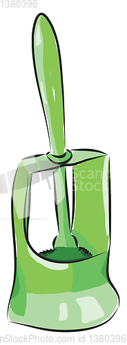 Image of Vector illustration of a green toilet brush white background