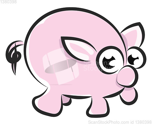 Image of Drawing of a cartoon pig set on isolated white background viewed