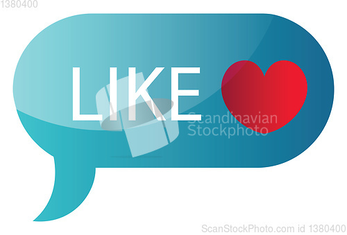 Image of Blue Like message bubble vector icon illustration on a white bac