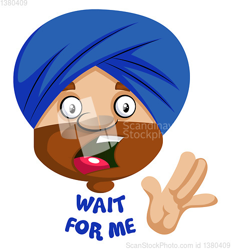 Image of Muslim human emoji with wait for me expression, illustration, ve