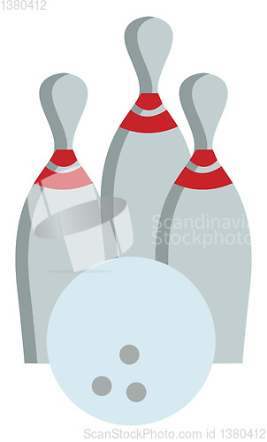 Image of Bowling ball and pins, vector color illustration.