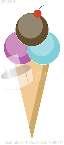 Image of Ice cream cone vector or color illustration