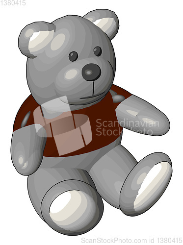 Image of Grey teddy bear in red sweater vector illustration on white back