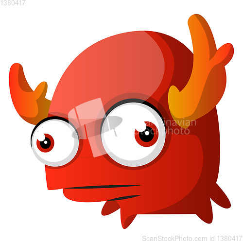 Image of Confused red monster with horns illustration vector on white bac