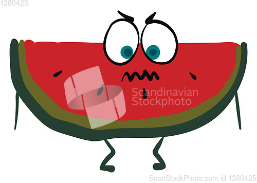 Image of Image of angry watermelon, vector or color illustration.