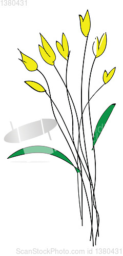 Image of Sketch of yellow spring flowers basic RGB vector on white backgr