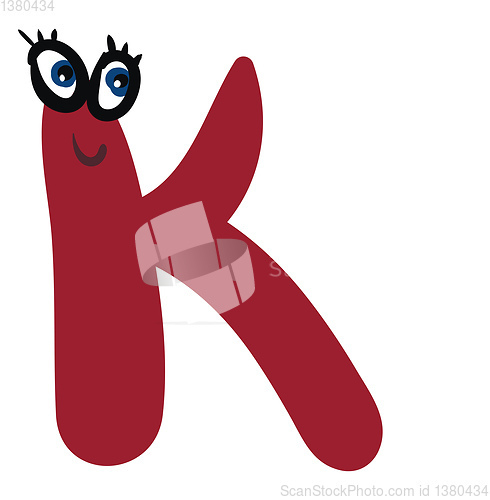 Image of Alphabet capital k emoji in red color vector or color illustrati