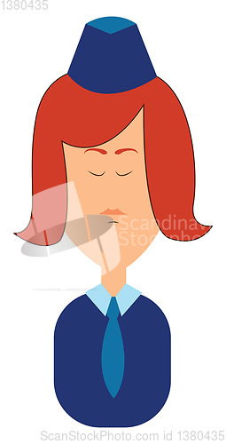 Image of Clipart character of a stewardess in her blue uniform vector or 