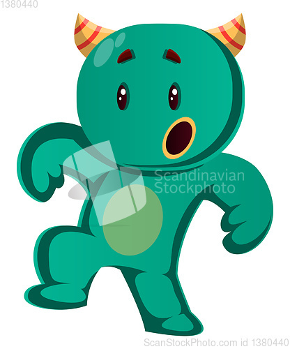 Image of Green monster stepped on something vector illustration