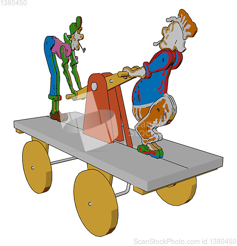 Image of A toy with two clowns vector or color illustration