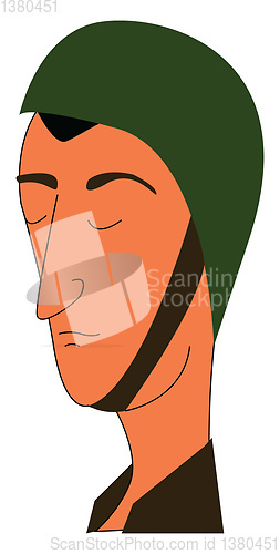 Image of Simple cartoon portraite of a soldier in a green helmet vector i