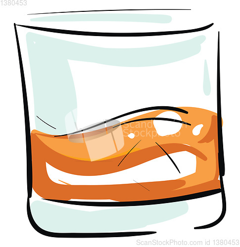 Image of Whiskey shot in glass illustration color vector on white backgro