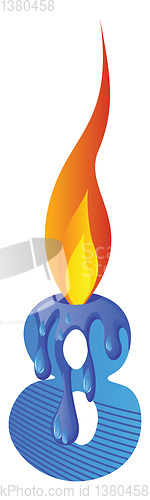 Image of Blue number eight burning illustration vector on white backgroun