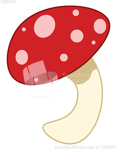 Image of A beautiful mushroom with red and white cap grey stem vector col