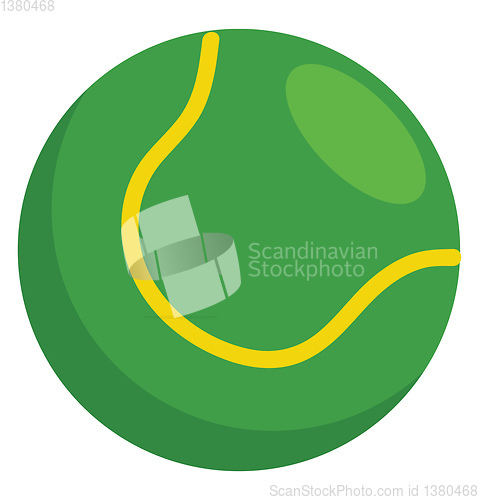 Image of Simple vector illustration of a green tennis ball on white backg